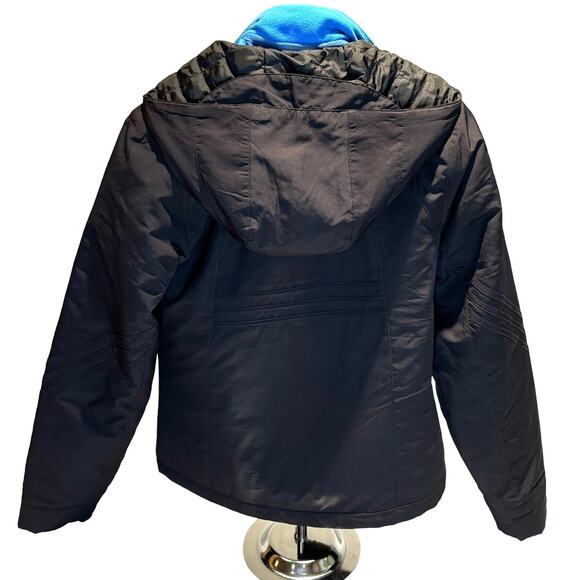 Women's Adidas Two in One Hooded Jacket Fleece Insert Black Blue, Size Small EUC - Picture 2 of 5